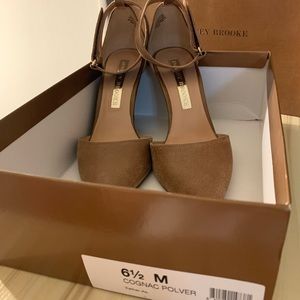 AUDREY BROOKE Esther, Suede Ankle Strap Wedge 6.5